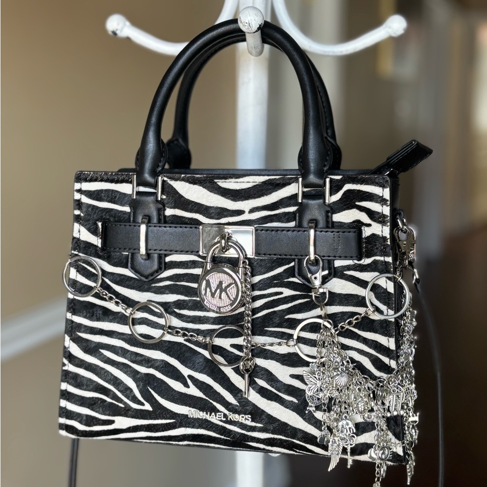 Michael Kors Black and White Zebra Print Satchel